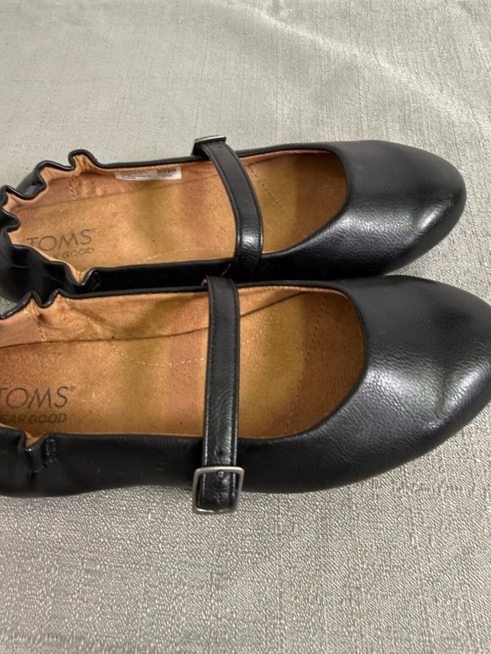 TOMS Lucy Mary Jane Flats Shoes Black Business Career School Casual Size 6